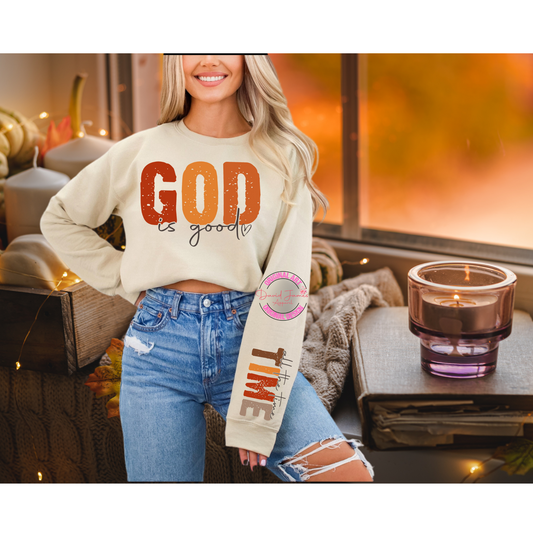 God is Good with sleeve all the Time| Fall colors | Direct to film transfer | DTF