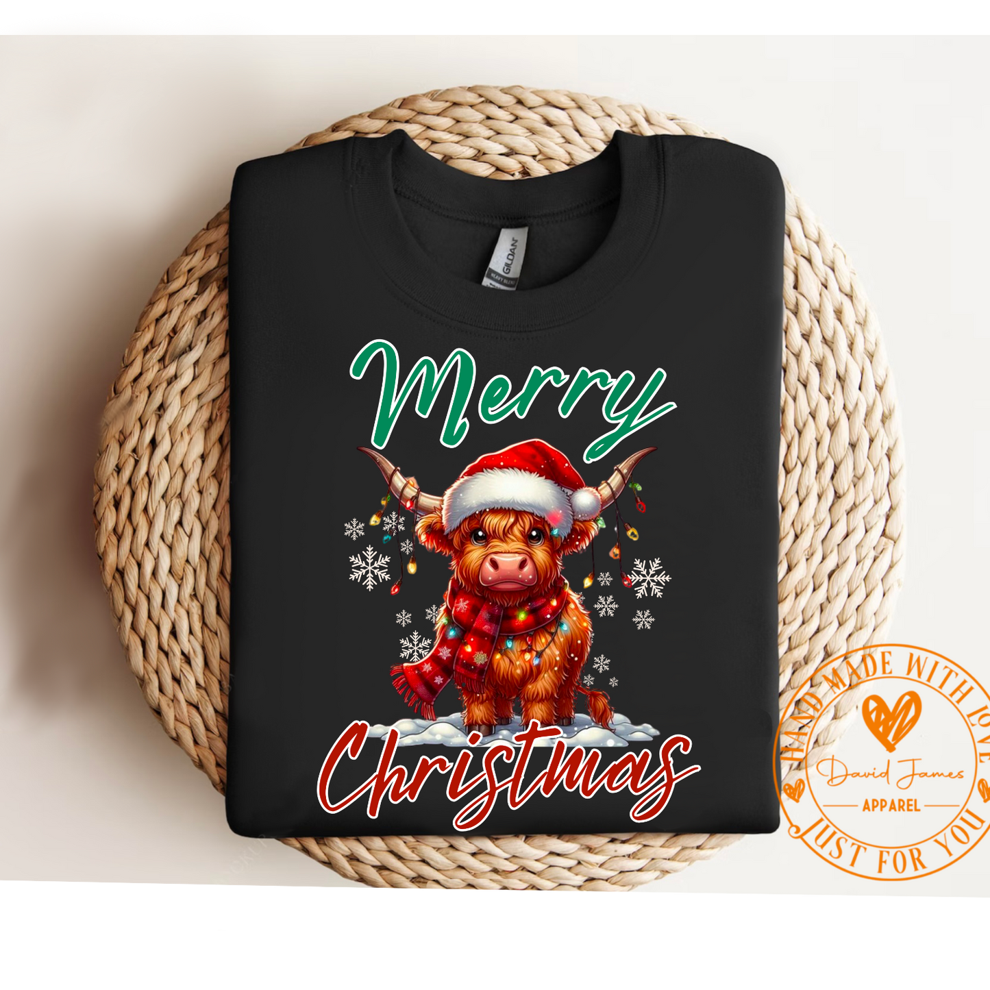 Highland cow merry Christmas | Direct to film transfer |DTF