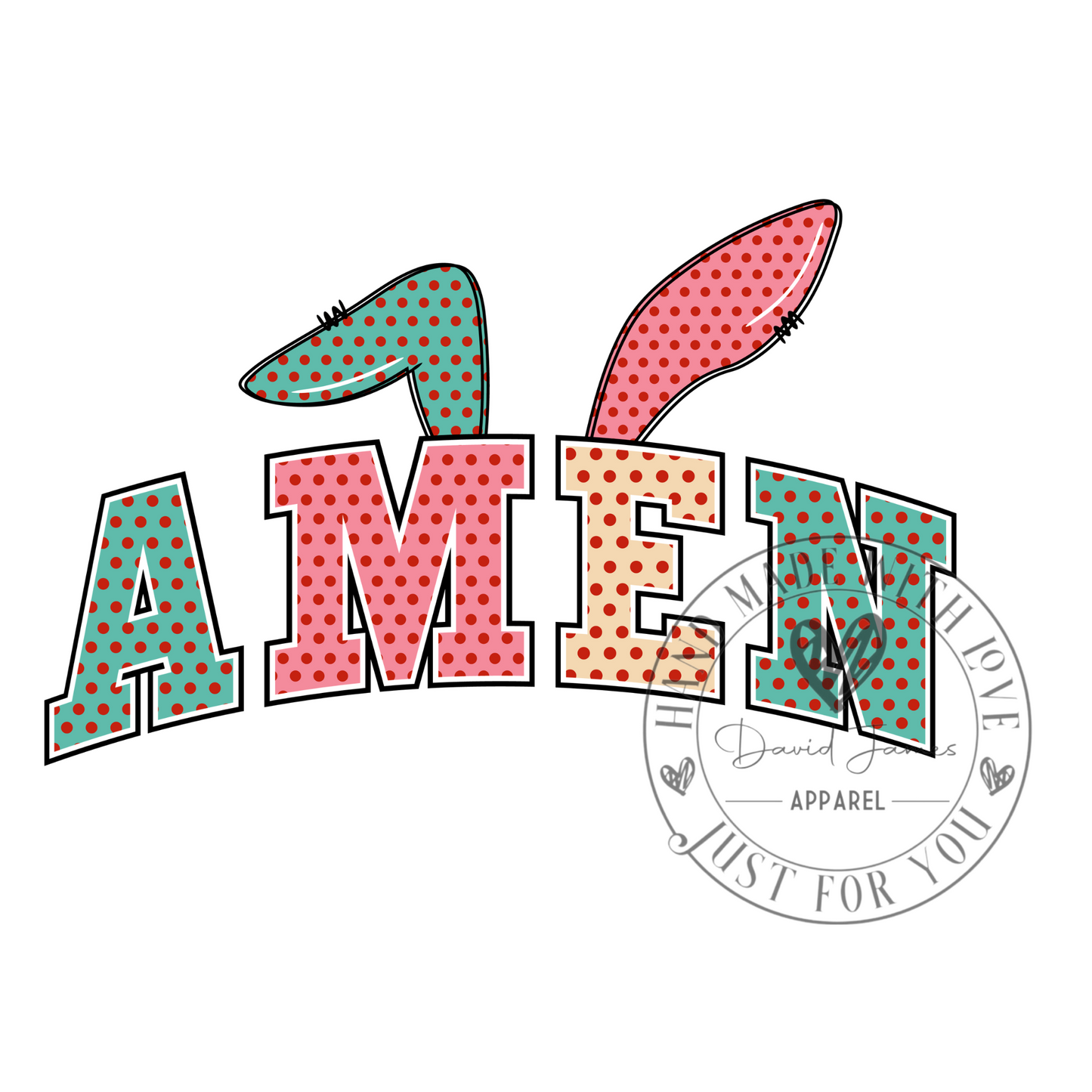 DIGITAL DOWNLOAD PNG | Amen | with bunny ears| Faith | Easter