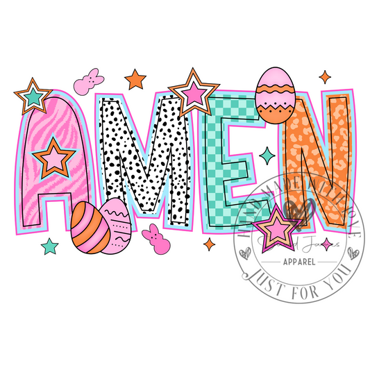DIGITAL DOWNLOAD PNG | Amen | with decorative eggs, all caps| Faith | Easter