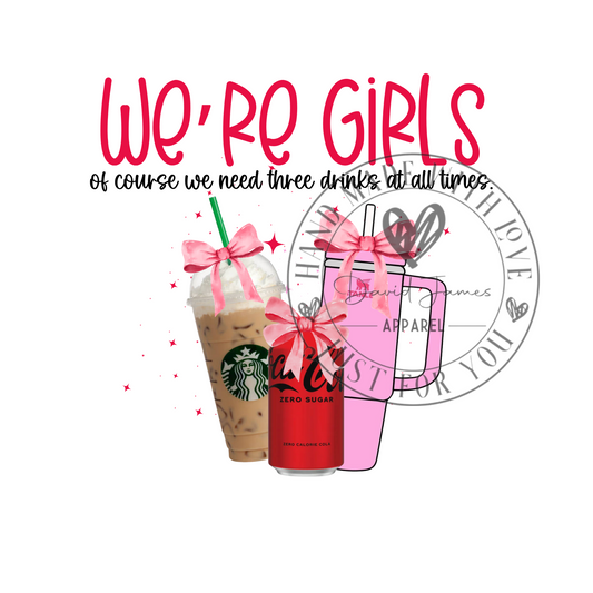 DIGITAL DOWNLOAD PNG | Preppy bows " we're girls of course we need three drinks at all times" | Coke Zero