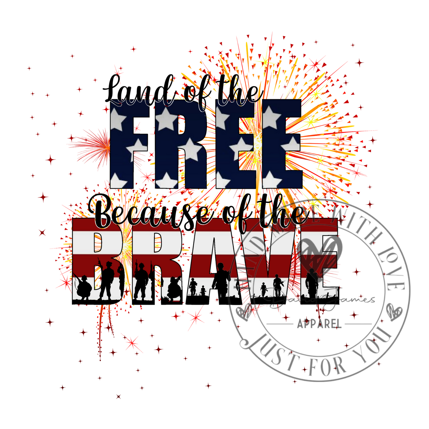 DIGITAL DOWNLOAD PNG Land of the free because of the brave |Stars and Stipes