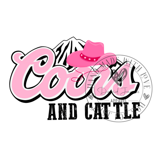 DIGITAL DOWNLOAD PNG Coors and Cattle |Pink | Country life