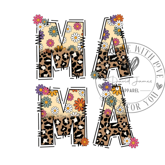 DIGITAL DOWNLOAD PNG Mama cheetah |Retro flowers