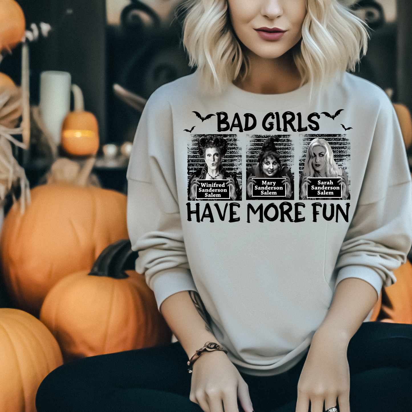 Hocus Pocus Sanderson Sisters Mug Shot Adult | Bad girls have more fun |Direct To Film Transfer |DTF