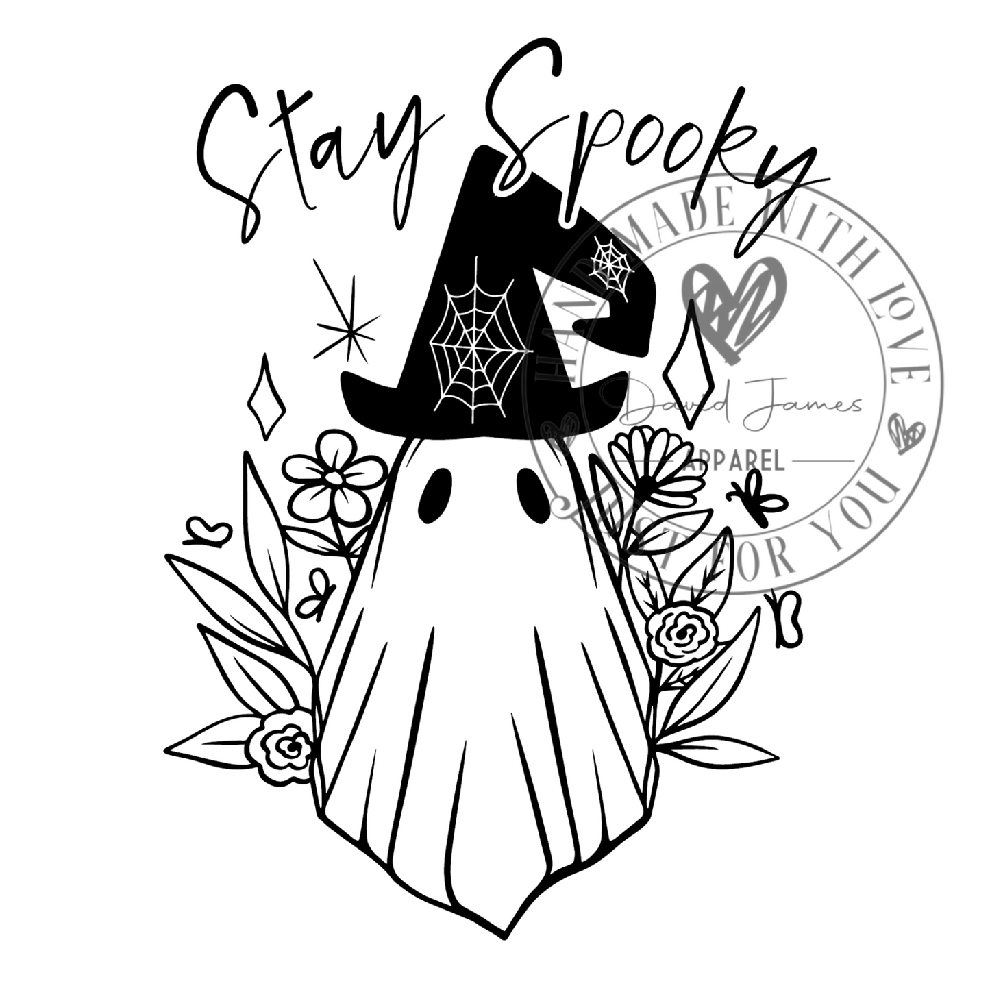 DIGITAL DOWNLOAD PNG |Stay SPOOKY ghost with witch hat