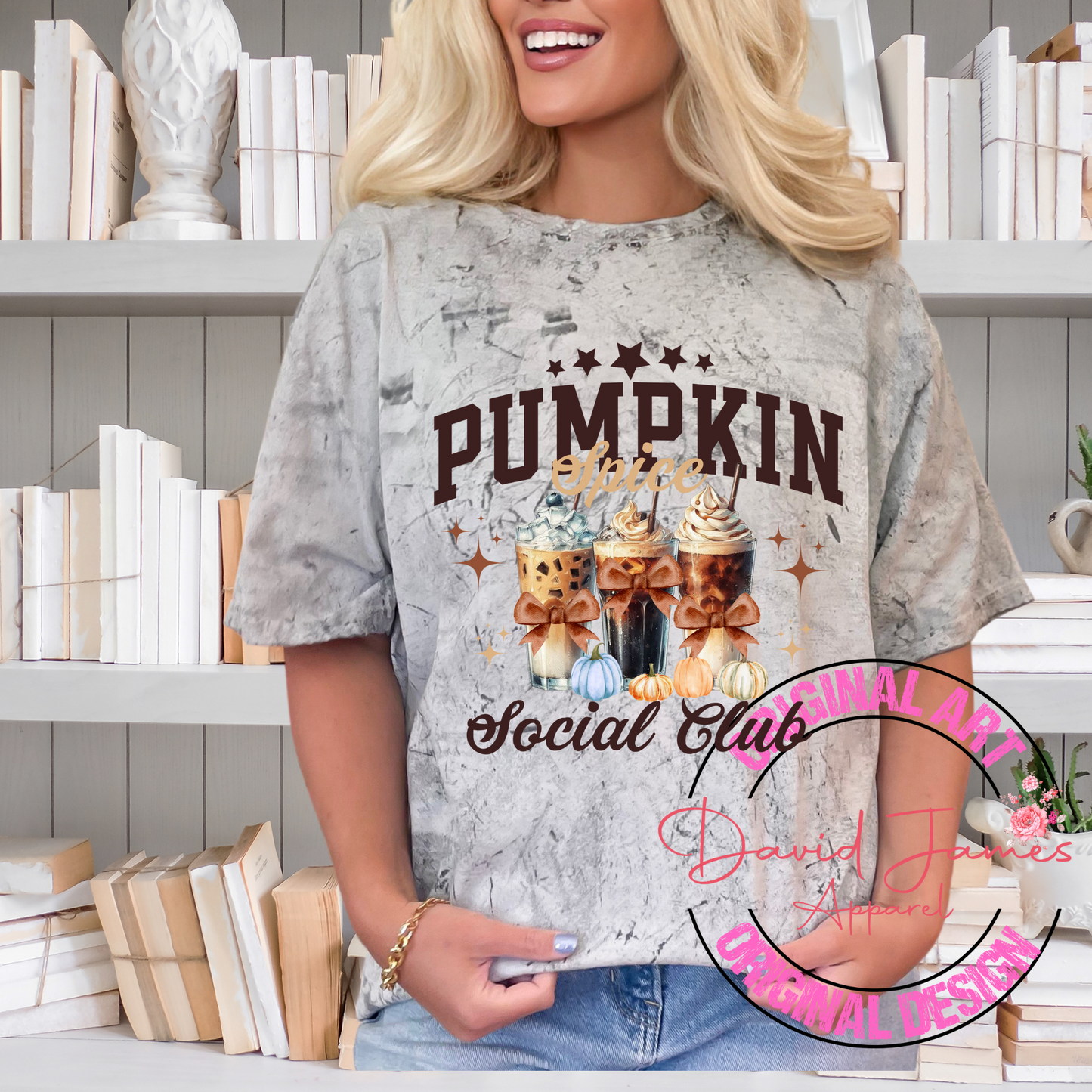 Social Club | Pumpkin spiced | 3 iced coffee's | Select your size | Direct to film Transfer