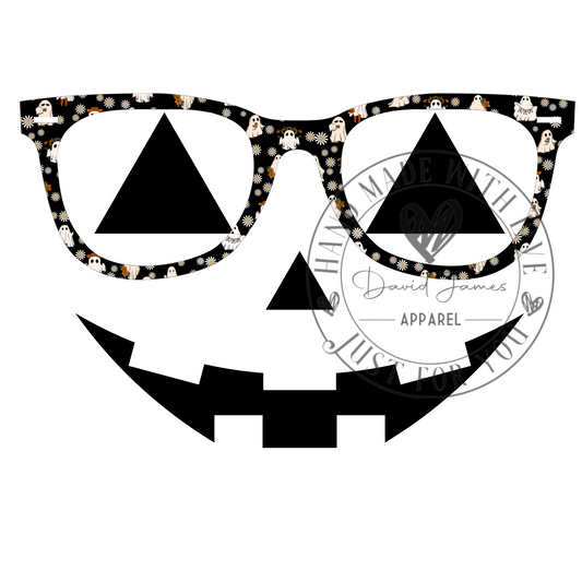 DIGITAL DOWNLOAD PNG | glasses wearing pumpkin face | Ghost pattern frames