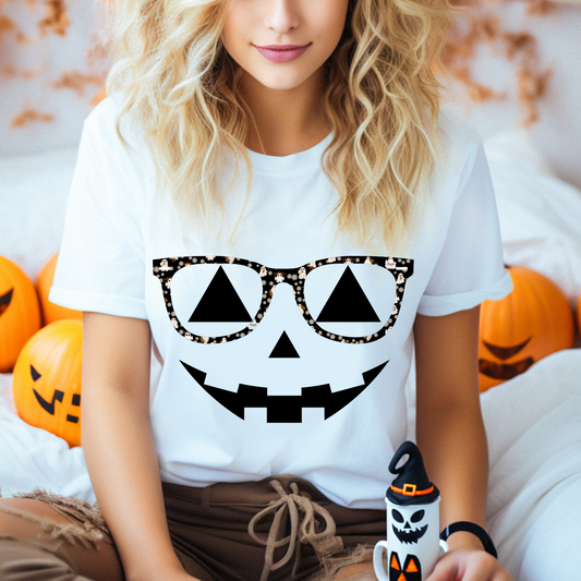 Pumpkin face ghost framed glasses |Direct to film Transfer |DTF