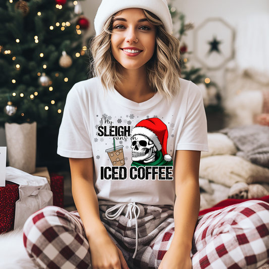 My sleigh runs on iced coffee |Direct to film Transfer |DTF