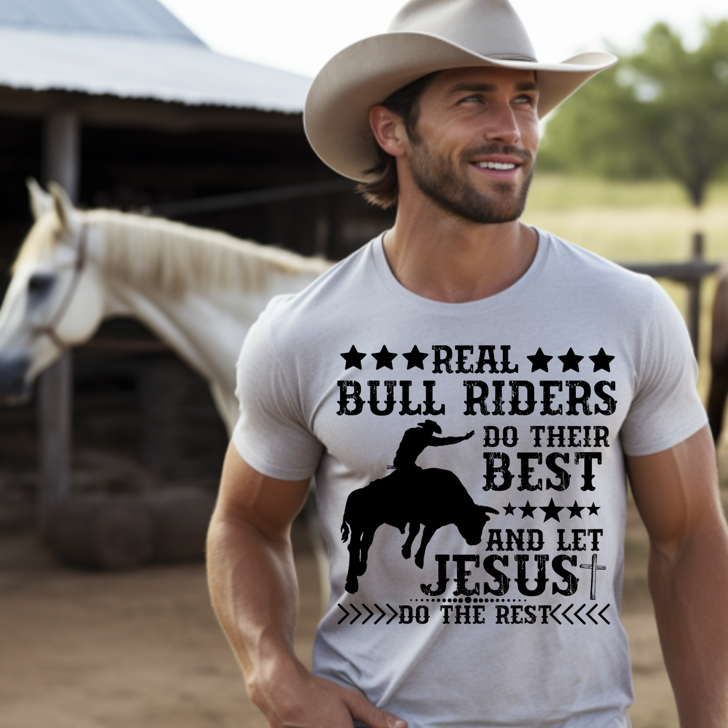 Real Bull Riders do their best and let Jesus do the rest |Screen Print Transfer