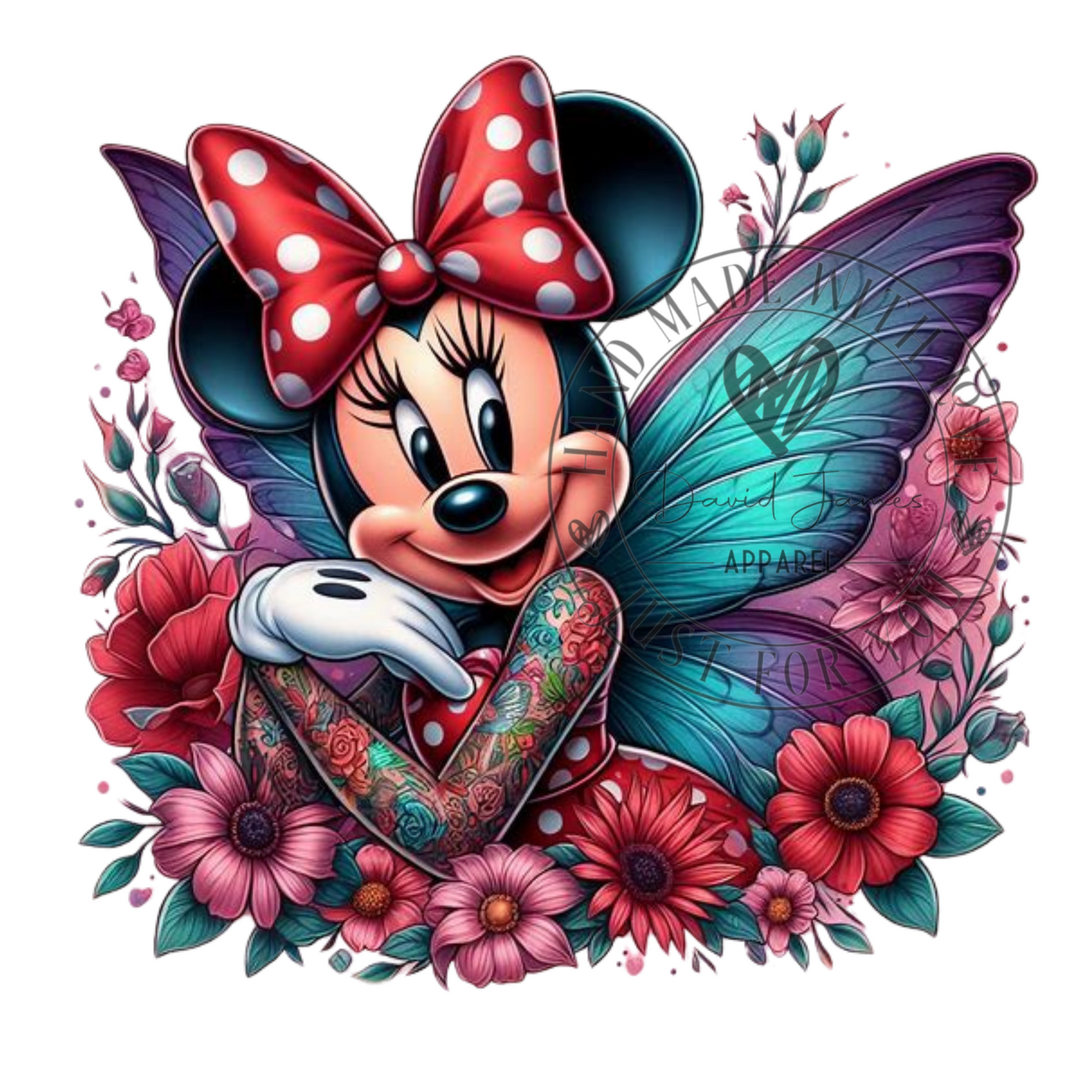 DIGITAL DOWNLOAD PNG| Minnie in fairy wings |Tattoo sleeve