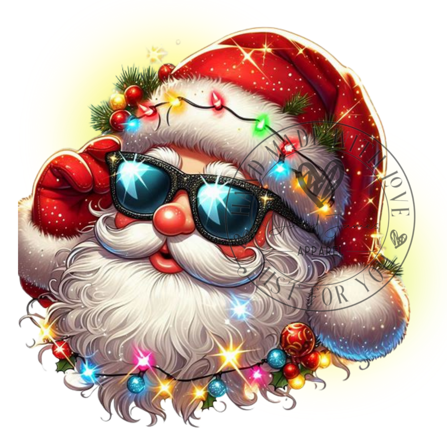 DIGITAL DOWNLOAD PNG| Santa Face with Christmas lights