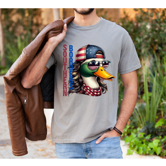 SB  Mallard duck SOUTHERN BORDERS with Stars and Stripes sunglasses and hat |Direct to film Transfer |DTF