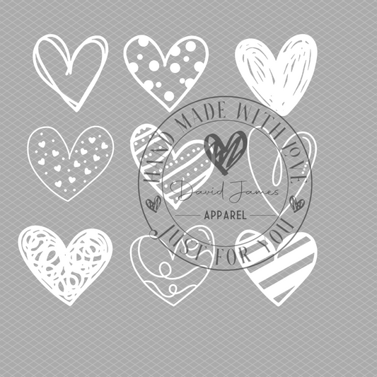 DIGITAL DOWNLOAD PNG | Variety of white hearts