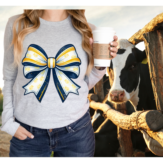 FFA inspired white and blue bow | SOUTHERN BORDERS Collection |Direct to film Transfer |DTF