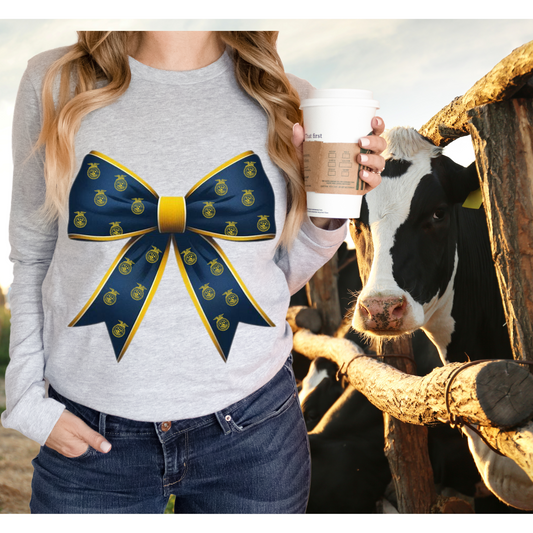 FFA inspired blue bow | SOUTHERN BORDERS Collection |Direct to film Transfer |DTF