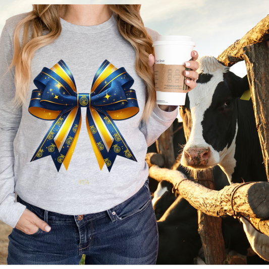 FFA inspired blue and yellow bow | SOUTHERN BORDERS Collection |Direct to film Transfer |DTF