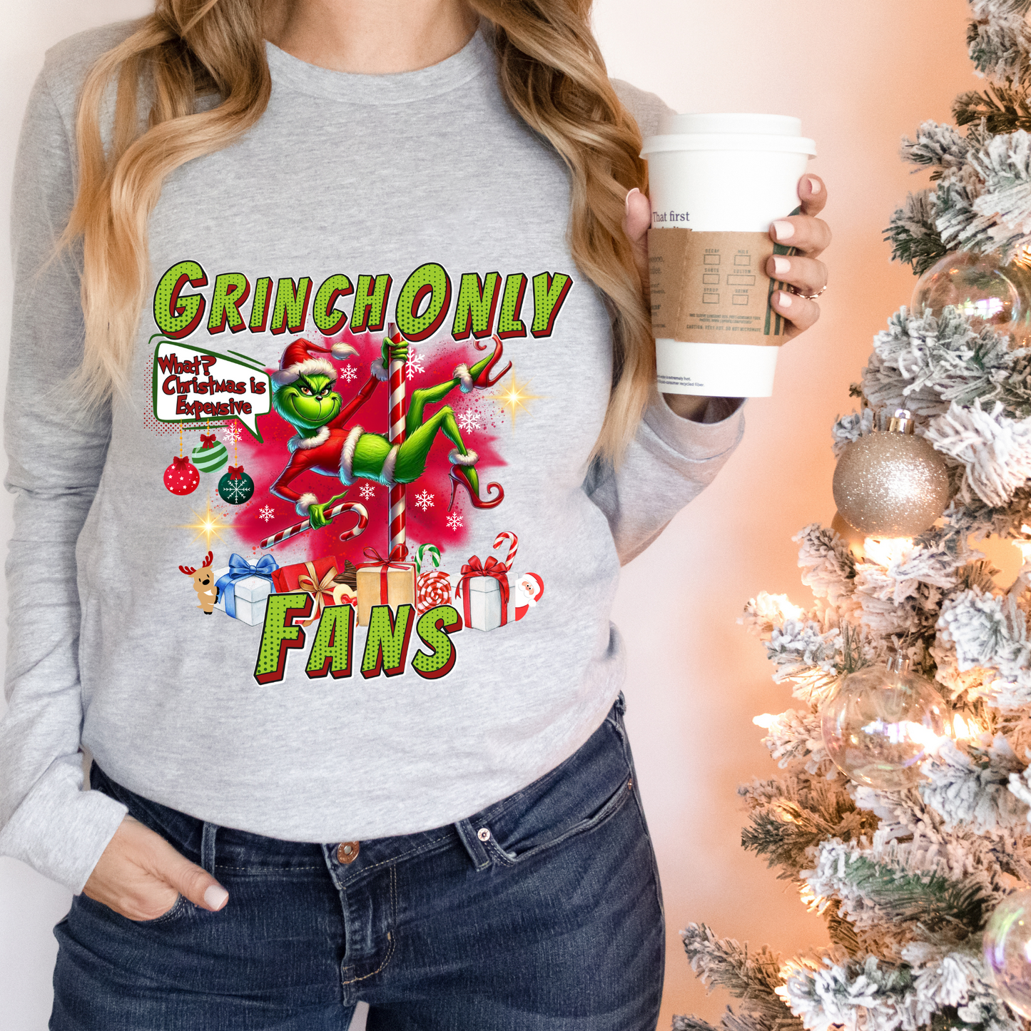 Grinch Only Fans| candy cane pole dancer | Direct to film Transfer | DTF