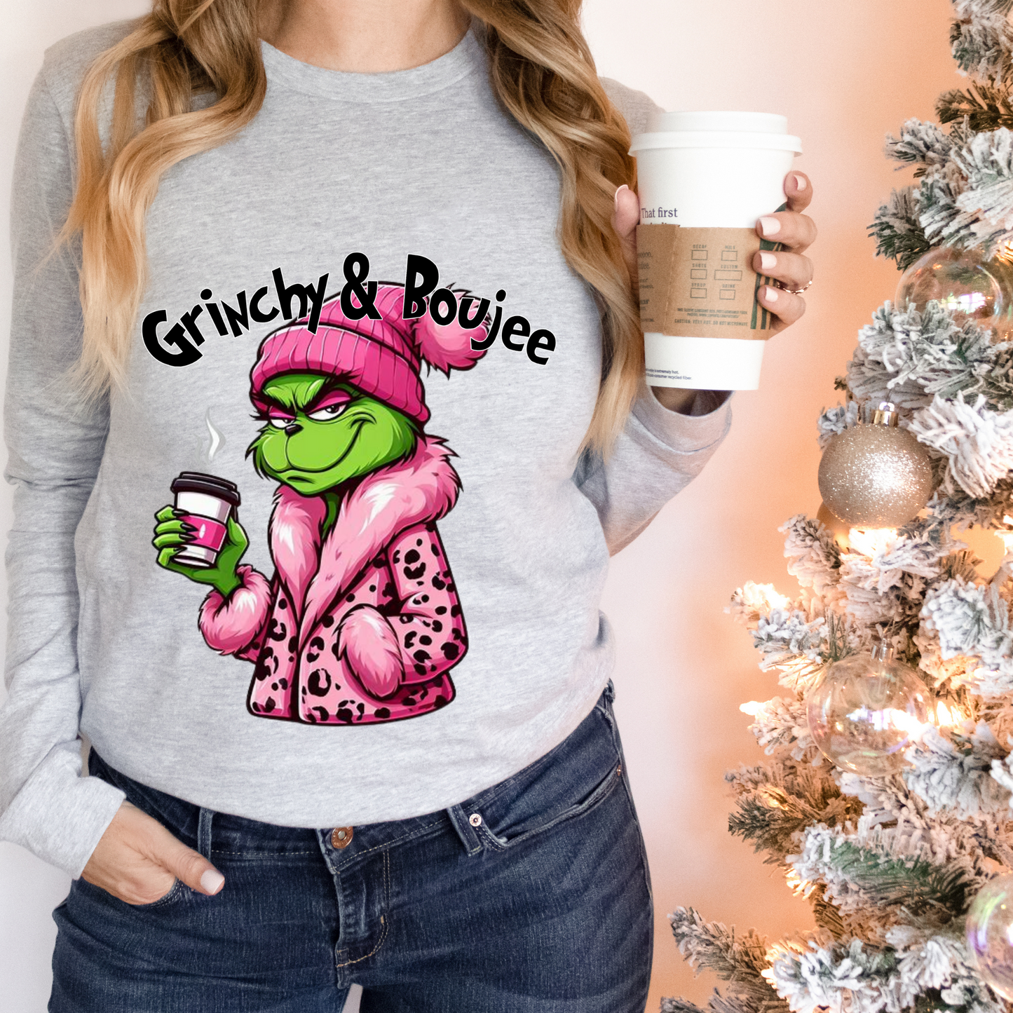 Grinch | Grinchy and Boujee| Direct to film Transfer | DTF