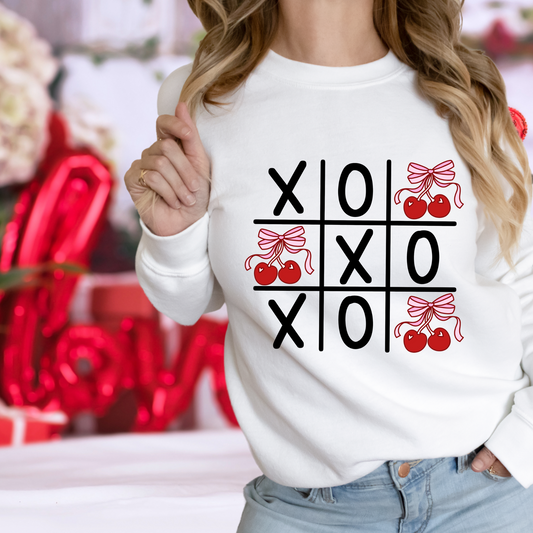Tic-Tac-Toe cherry and bow| Valentines Day | Anti-Valentines Day |Direct to film Transfer |DTF
