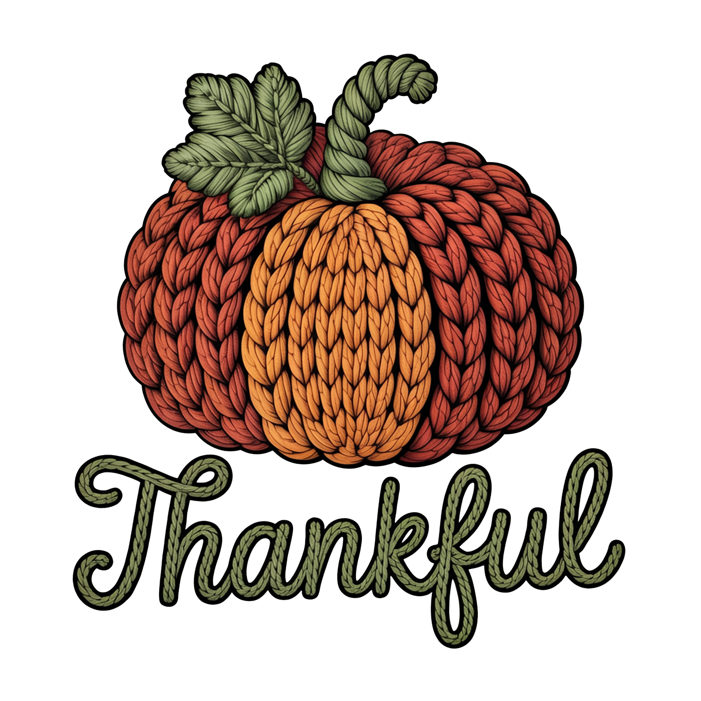 DIGITAL DOWNLOAD PNG |Pumpkin Thankful| Faux Yarn | Thanksgiving