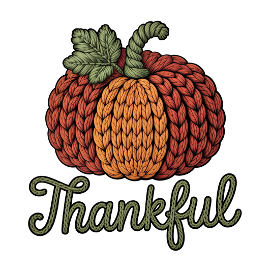 DIGITAL DOWNLOAD PNG |Pumpkin Thankful| Faux Yarn | Thanksgiving