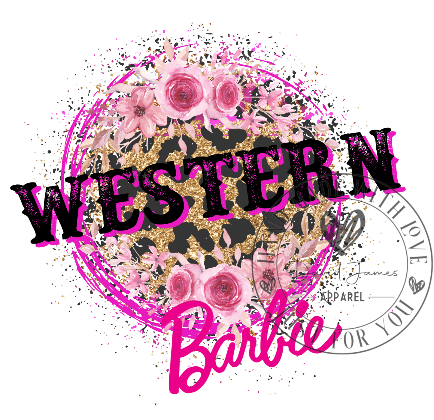 DIGITAL DOWNLOAD PNG Western Barbie splash and cheetah print