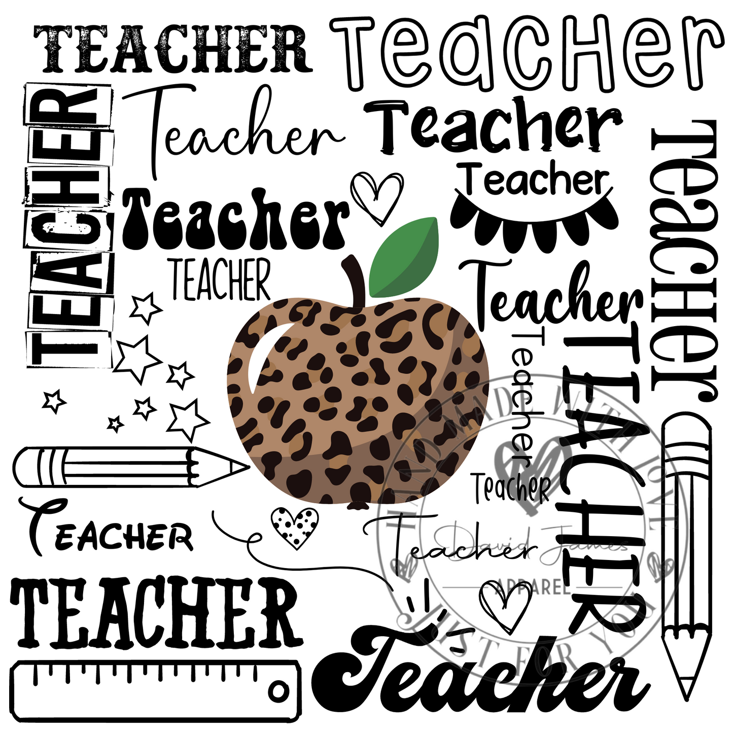 DIGITAL DOWNLOAD PNG Teacher Teacher Teacher Leopard apple