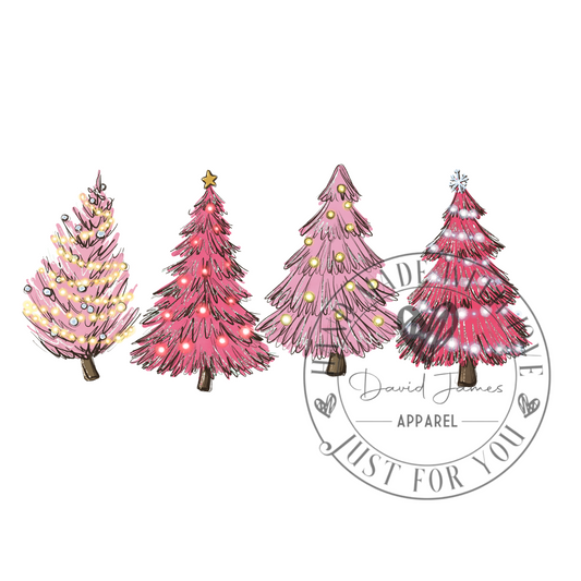 DIGITAL DOWNLOAD PNG Pink Christmas trees